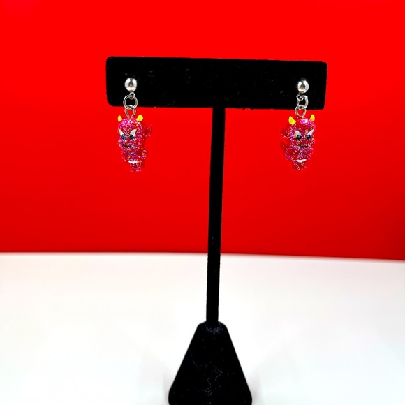 Vintage Y2K Sparkly Red Devil Dangle Earrings Handmade